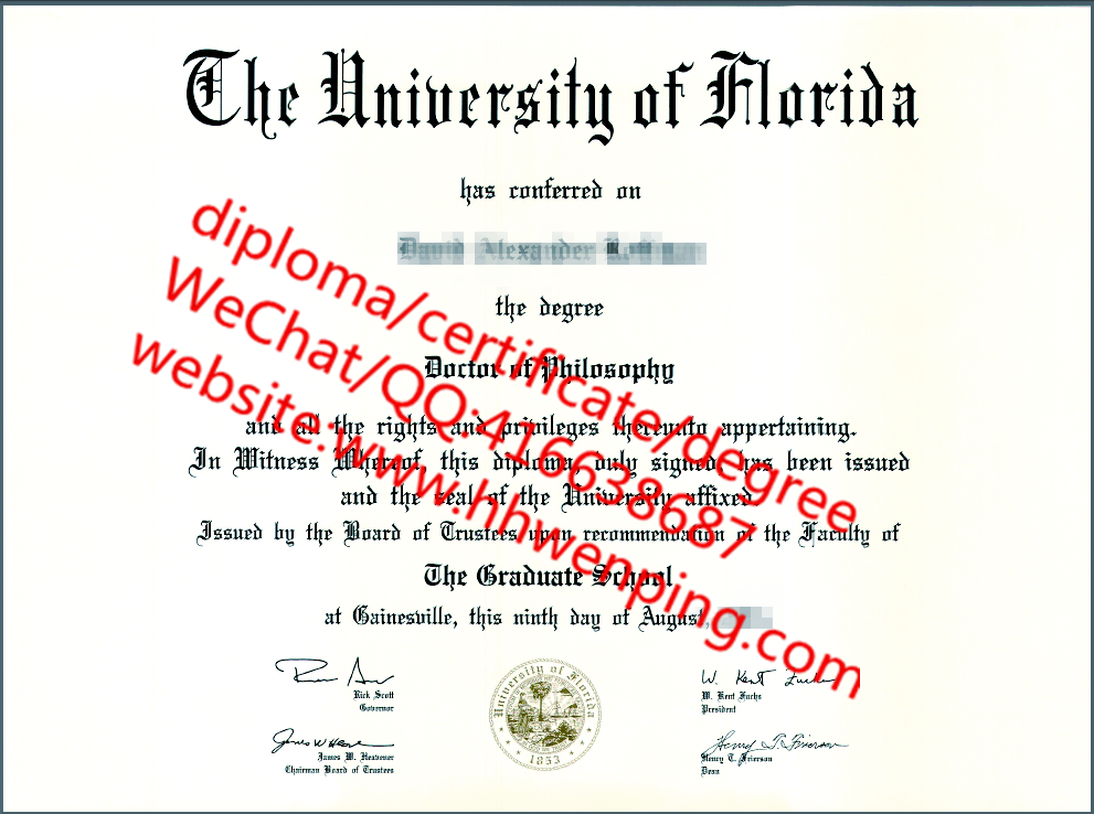 美国佛罗里达大学毕业证 University of Florida doctor certificate