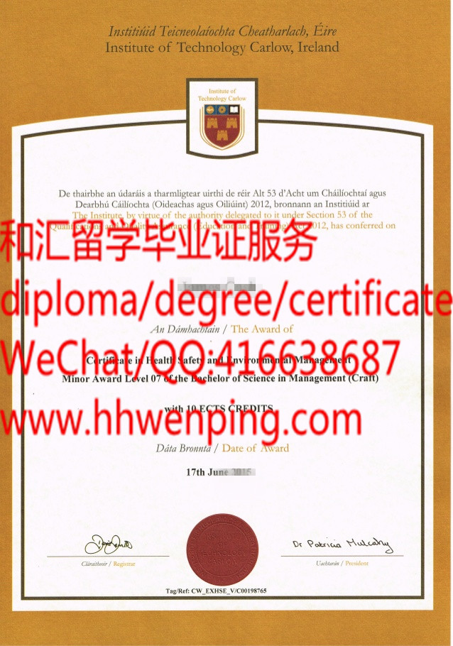 爱尔兰卡罗理工学院毕业证Institute of Technology, Carlow diploma