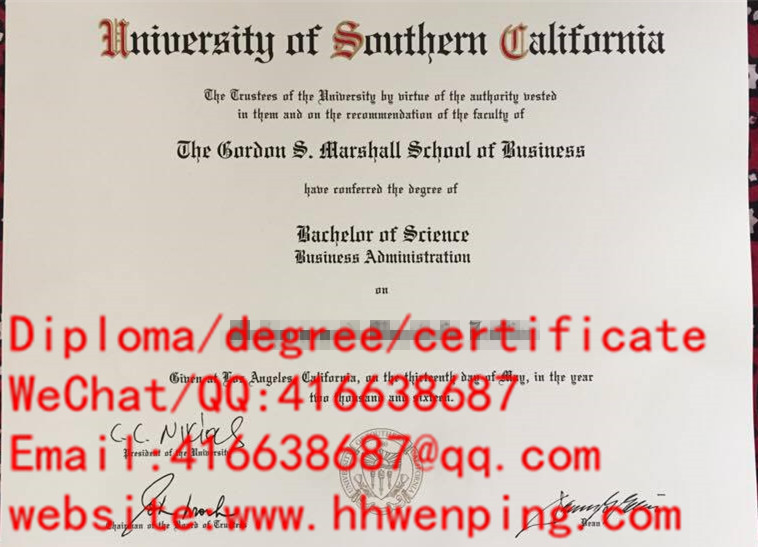 美国南加州大学毕业证University of Southern California diploma