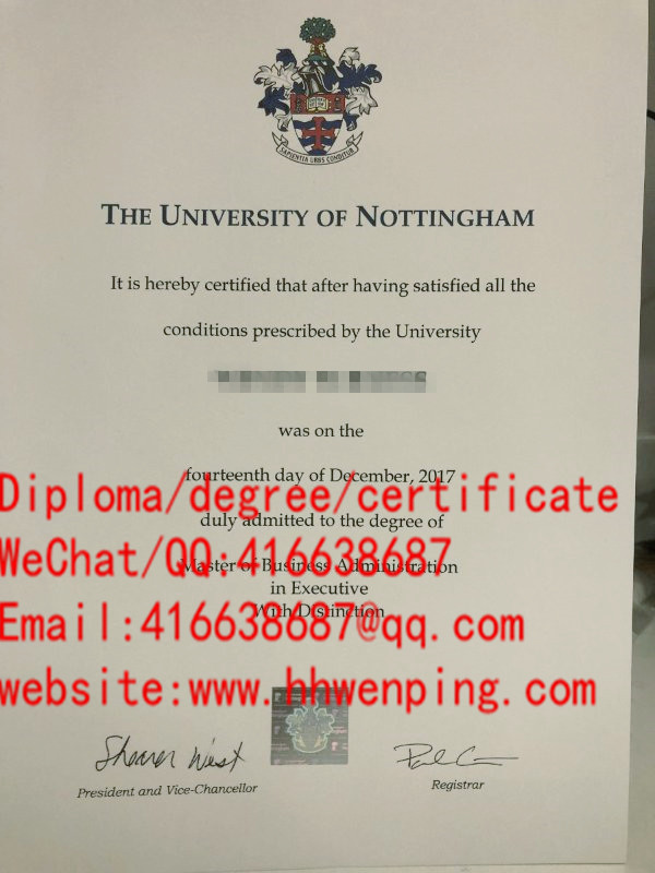 the university of nottingham degree英国诺丁汉大学学位证书