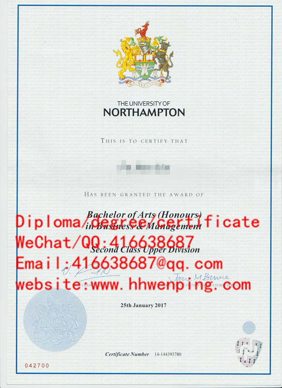 University of Northampton diploma英国北安普顿大学毕业证