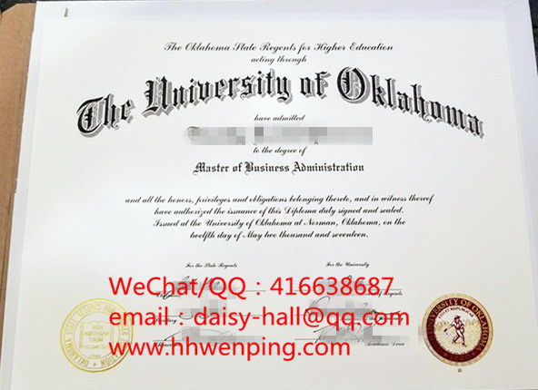 The University of Oklahoma degree certificate