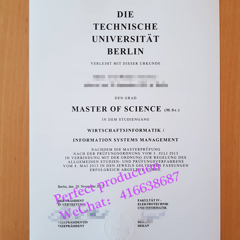 柏林工业大学硕士学位Technische Universität Berlin masterurkunde