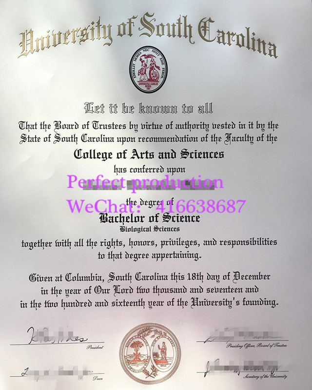 南卡罗来纳大学学士学位University of South Carolina（USC）degree