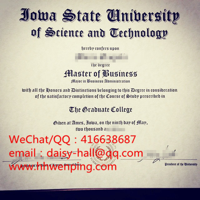 Iowa State University degree certificate爱荷华州立大学毕业证