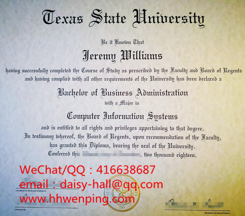 texas state university degree certificate德克萨斯州立大学毕业证书