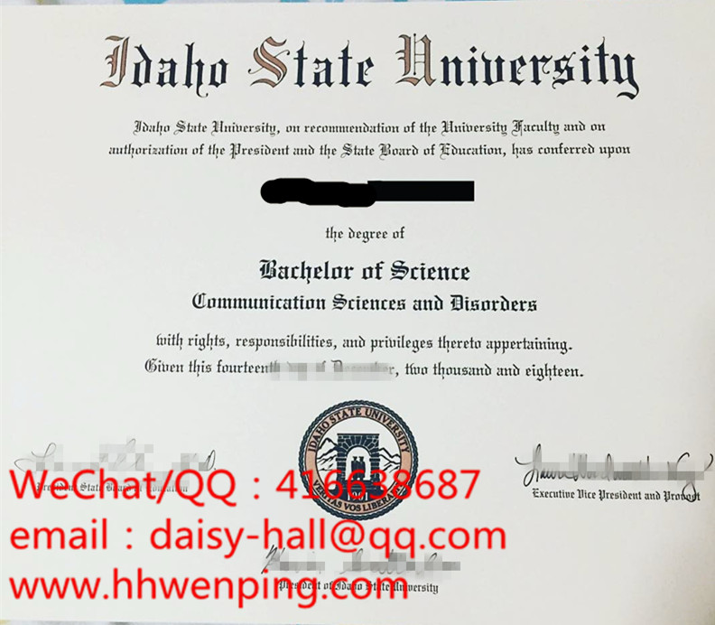 idaho state university degree certificate爱达荷州立大学毕业证书