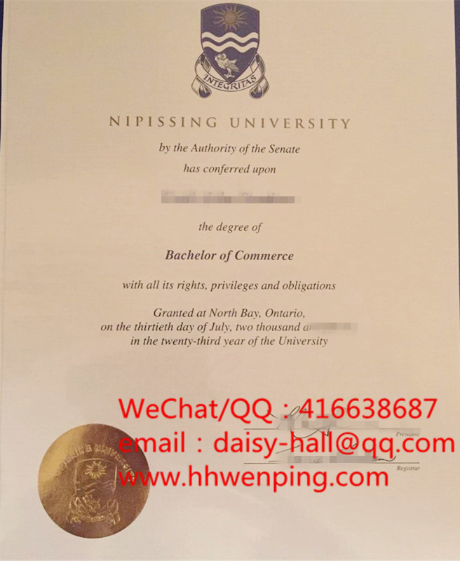 Nipissing University degree certificate尼皮辛大学毕业证书