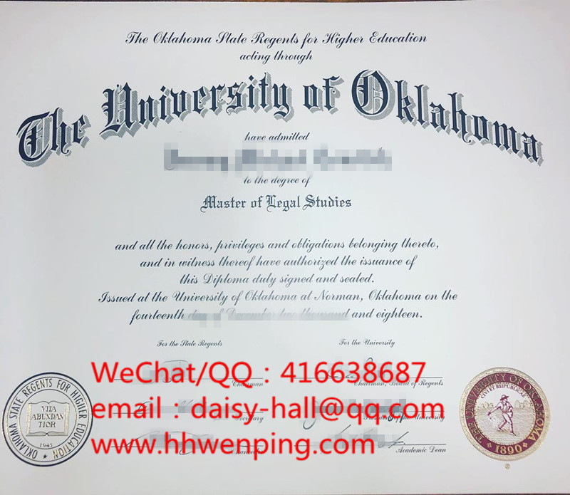 the university of oklahoma degree certificate俄克拉荷马大学毕业证