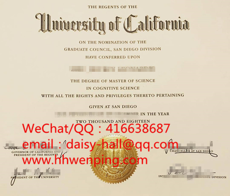 diploma from university of california加州大学圣地亚哥分校毕业证