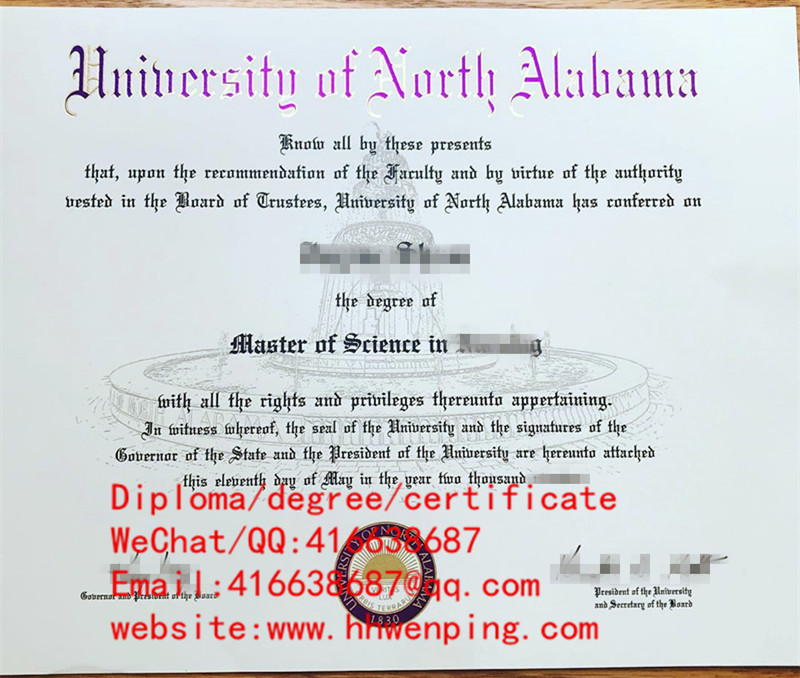 diploma from University of North Alabama北阿拉巴马大学毕业证书